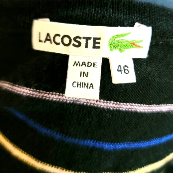 Lacoste Women's Pure New Wool Pull-Over Striped Sweater Size 46 - Picture 10 of 12
